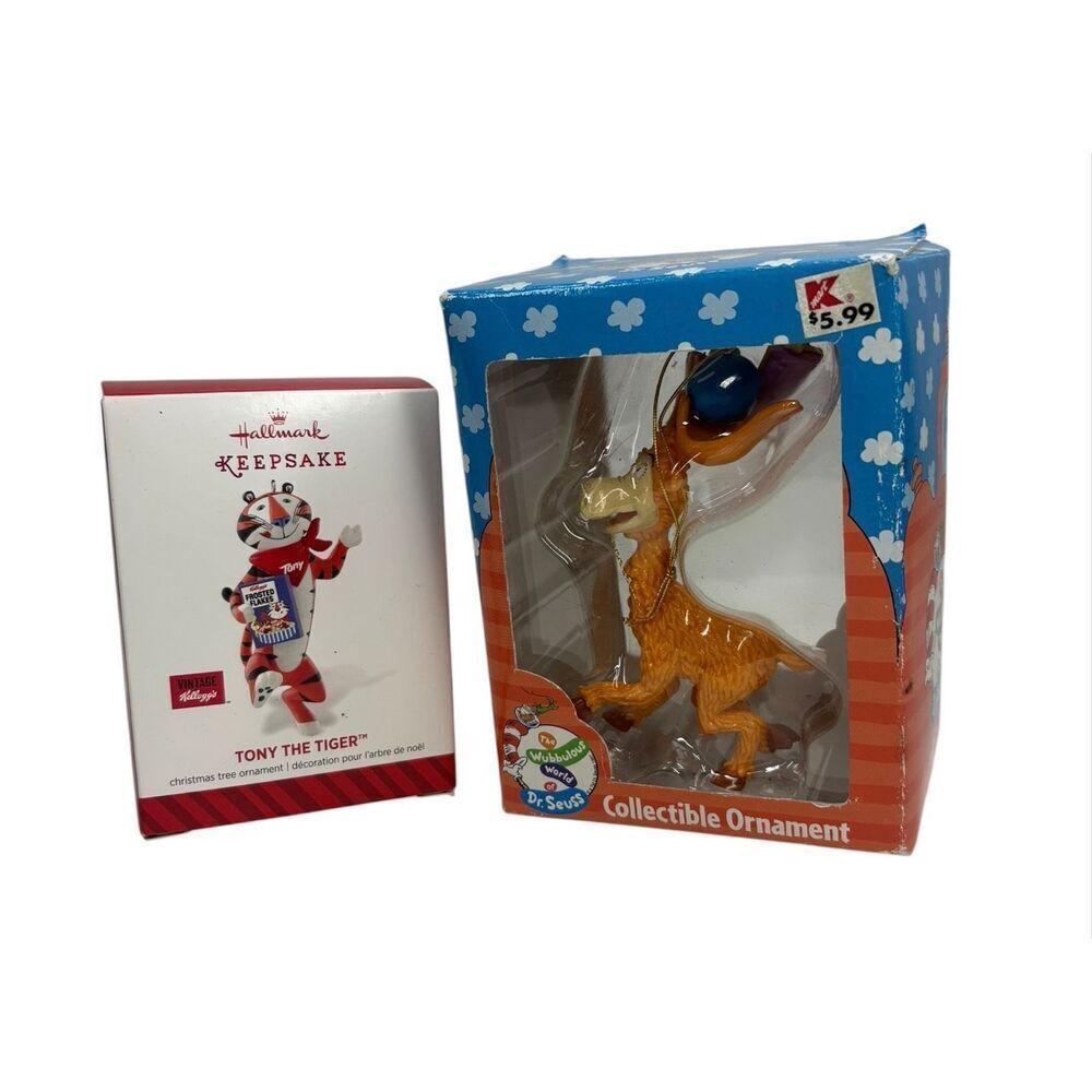 Hallmark Tony the Tiger + Dr Seuss Reindeer Christmas Ornaments Lot Boxes
